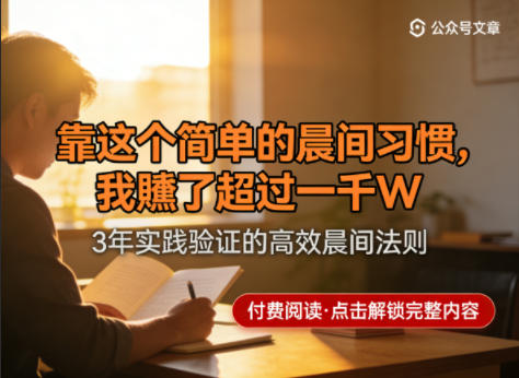 某公众号付费文章:靠这个简单的晨间习惯,我賺了超过一千W-靠谱项目库