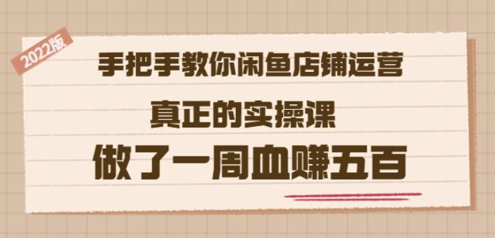 2022版《手把手教你闲鱼店铺运营》真正的实操课做了一周血赚五百(16节课)-靠谱项目库