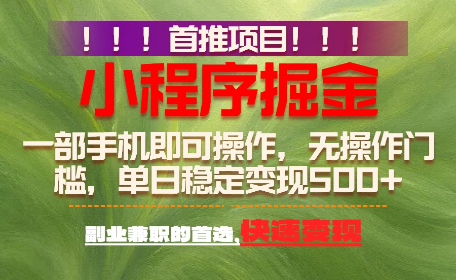 26年最新小程序项目，简单易上手，长期可做-靠谱项目库