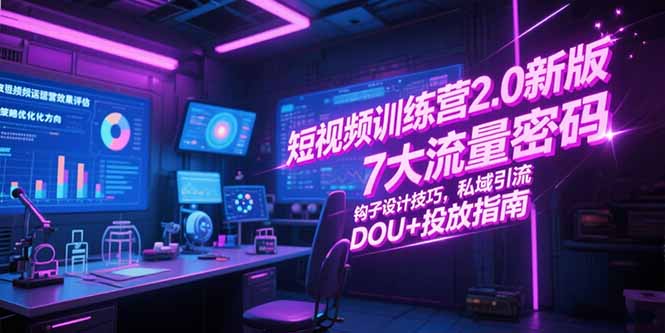 （15255期）短视频训练营2.0新版，7大流量密码/钩子设计技巧/私域引流/DOU+投放指南-靠谱项目库