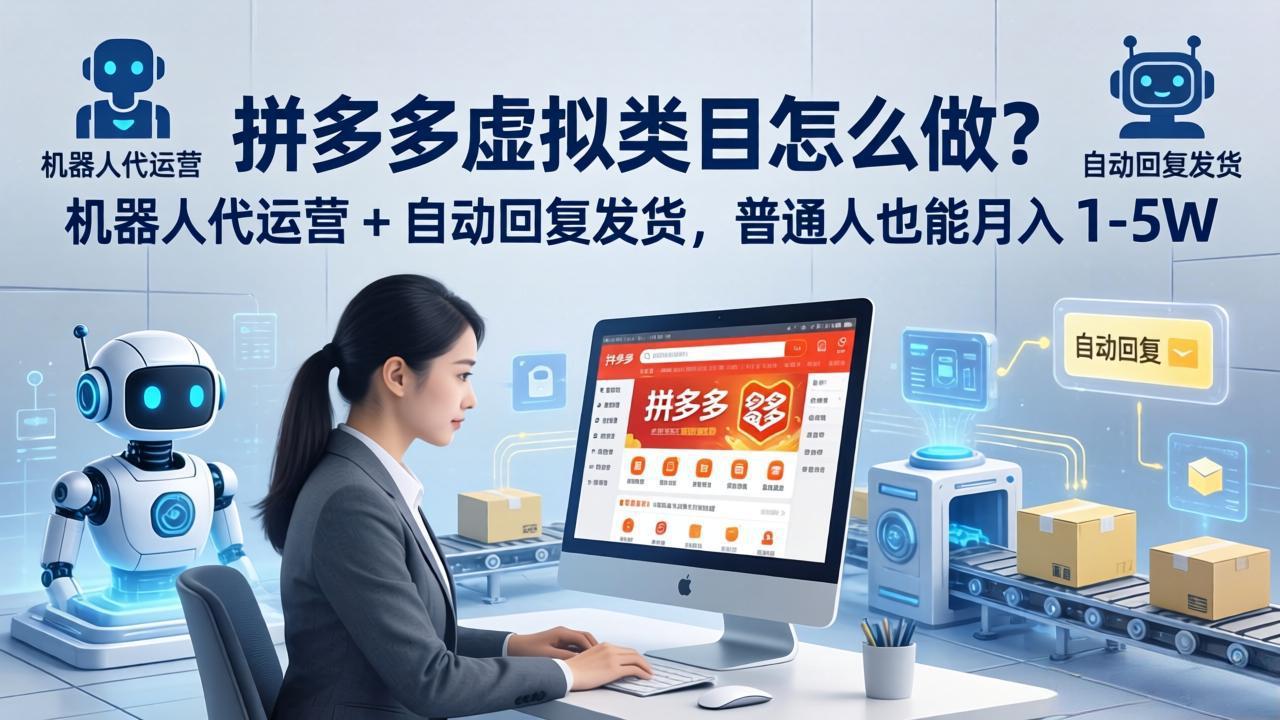 (18111期)拼多多虚拟类目怎么做?机器人代运营 + 自动回复发货,普通人也能月入 1-5W-靠谱项目库