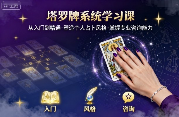 塔罗牌系统学习课，助你从入门到精通，塑造个人占卜风格，掌握专业咨询能力-靠谱项目库