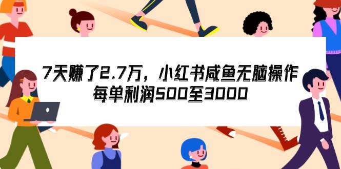 （12192期）7天收了2.7万，小红书咸鱼无脑操作，每单利润500至3000-靠谱项目库