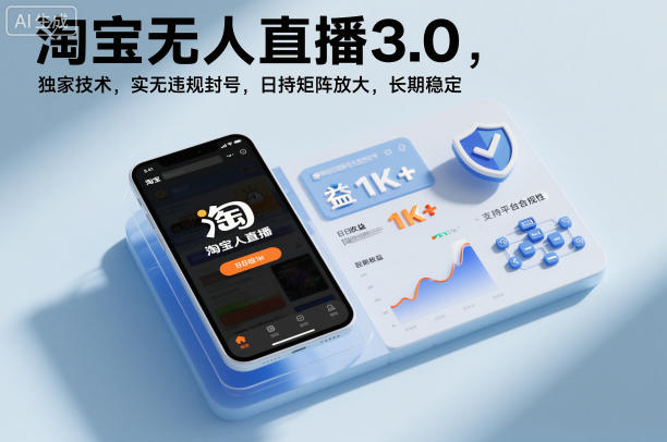淘宝无人直播3.0,独家技术,实无违规封号,日收益1k+,支持矩阵放大,长期稳定【揭秘】-靠谱项目库