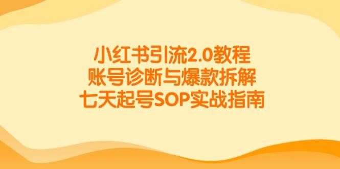 小红书引流2.0教程，账号诊断与爆款拆解，七天起号SOP实战指南-靠谱项目库
