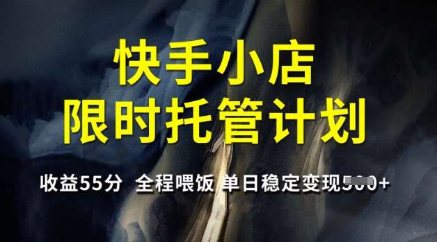 快手小店限时托管计划，收益55分，全程喂饭，单日稳定变现5张【揭秘】-靠谱项目库