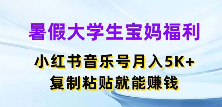暑假大学生宝妈福利,小红书音乐号月入5000+,复制粘贴就能赚钱【揭秘】-靠谱项目库