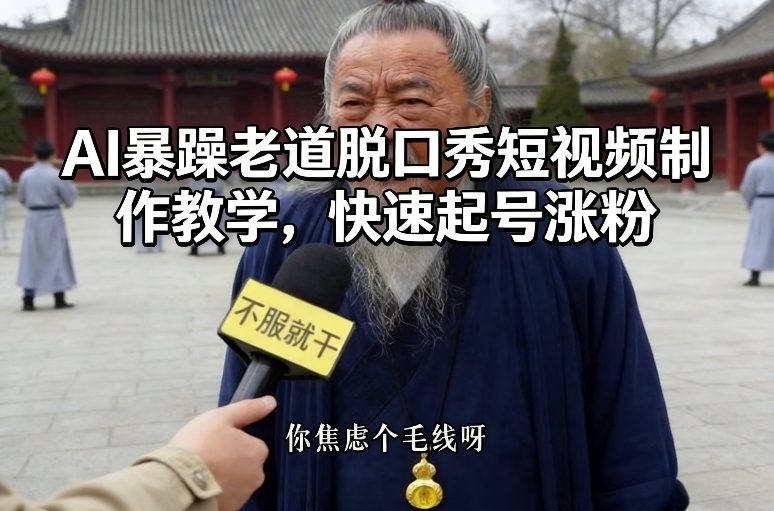 AI暴躁老道脱口秀短视频制作教学，快速起号涨粉-靠谱项目库