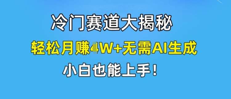 冷门赛道大揭秘，轻松月赚1W+无需AI生成，小白也能上手【揭秘】-靠谱项目库