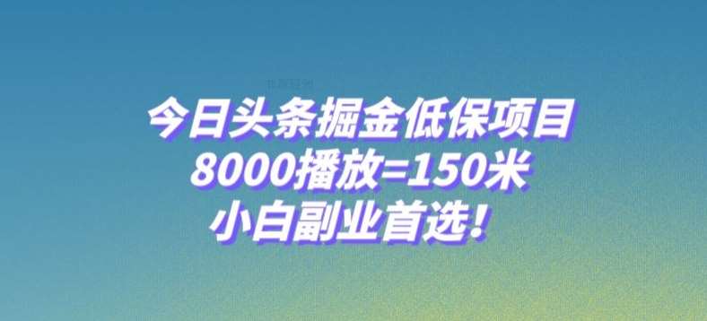 今日头条掘金低保项目,8000播放=150米,小白副业首选【揭秘】-靠谱项目库