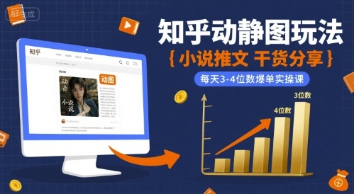 小说推文干货分享之知乎动静图玩法，每天3-4位数爆单实操课-靠谱项目库