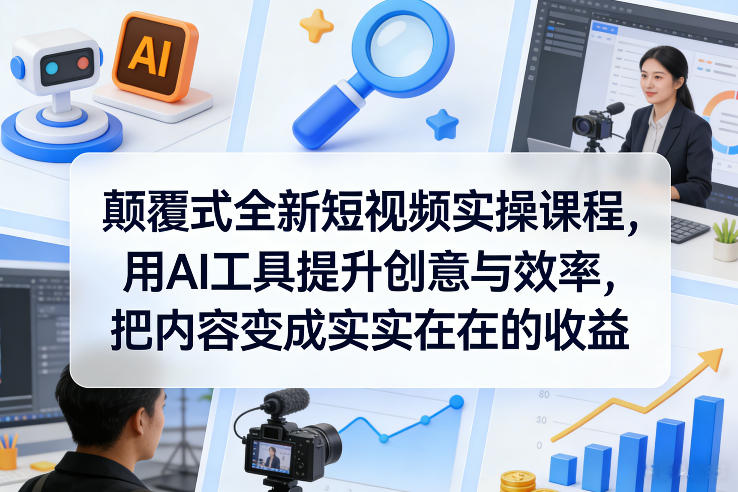 颠覆式全新短视频实操课程，用AI工具提升创意与效率，把内容变成实实在在的收益-靠谱项目库