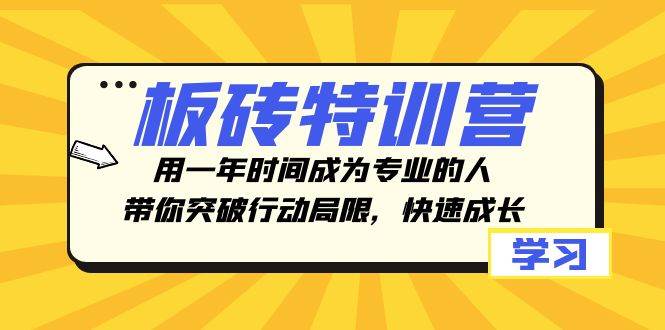 板砖特训营，用一年时间成为专业的人，带你突破行动局限，快速成长-靠谱项目库