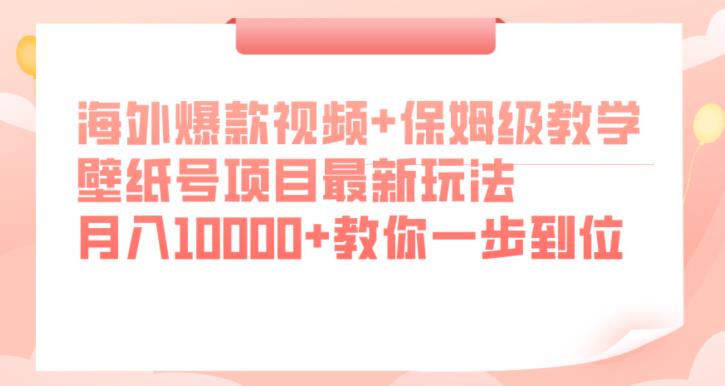 海外爆款视频+保姆级教学，壁纸号项目最新玩法，月入10000+教你一步到位【揭秘】-靠谱项目库