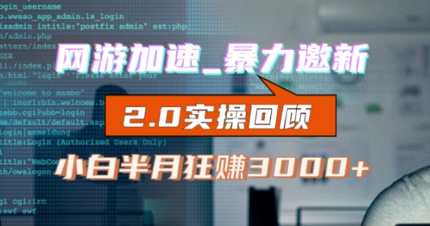 网游加速邀新，狂吃提成，适合小白，首月破千（v2.0版教程）【揭秘】-靠谱项目库