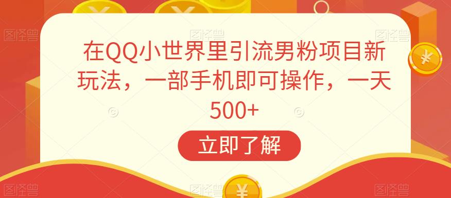 在QQ小世界里引流男粉项目新玩法，一部手机即可操作，一天500+【揭秘】-靠谱项目库
