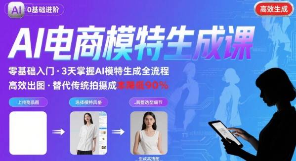 AI模特进阶课程，0基础高效生成逼真电商模特图-靠谱项目库