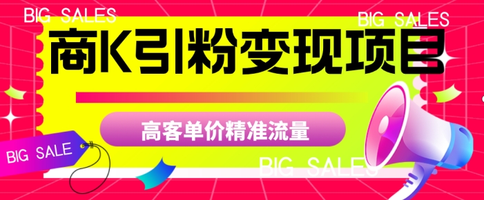 商K引粉变现项目，高客单价精准流量【揭秘】-靠谱项目库
