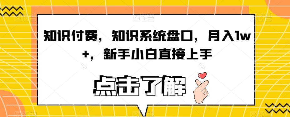 知识付费，知识系统盘口，月入1w+，新手小白直接上手-靠谱项目库