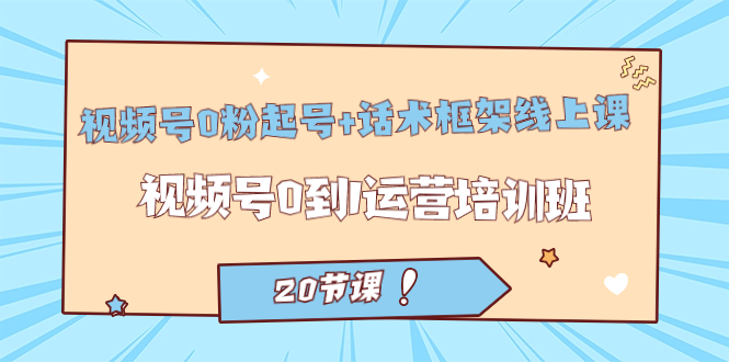 视频号·0粉起号+话术框架线上课：视频号0到1运营培训班（20节课）-靠谱项目库