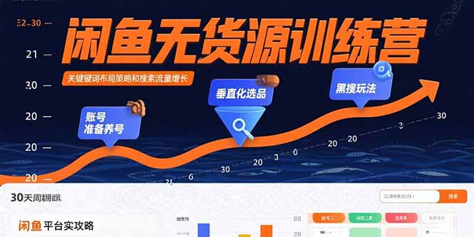 (15698期)闲鱼无货源训练营:账号准备养号/垂直化选品/黑搜玩法,0基础30天盈利指南-靠谱项目库