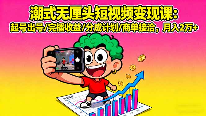 (16023期)潮式无厘头短视频变现课:起号出号/完播收益/分成计划/商单接洽,月入2万+-靠谱项目库