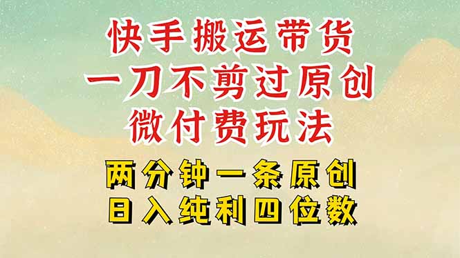 （15577期）快手黑科技搬运带货，一刀不剪过原创，微付费投流玩法，轻松日入四位数…-靠谱项目库