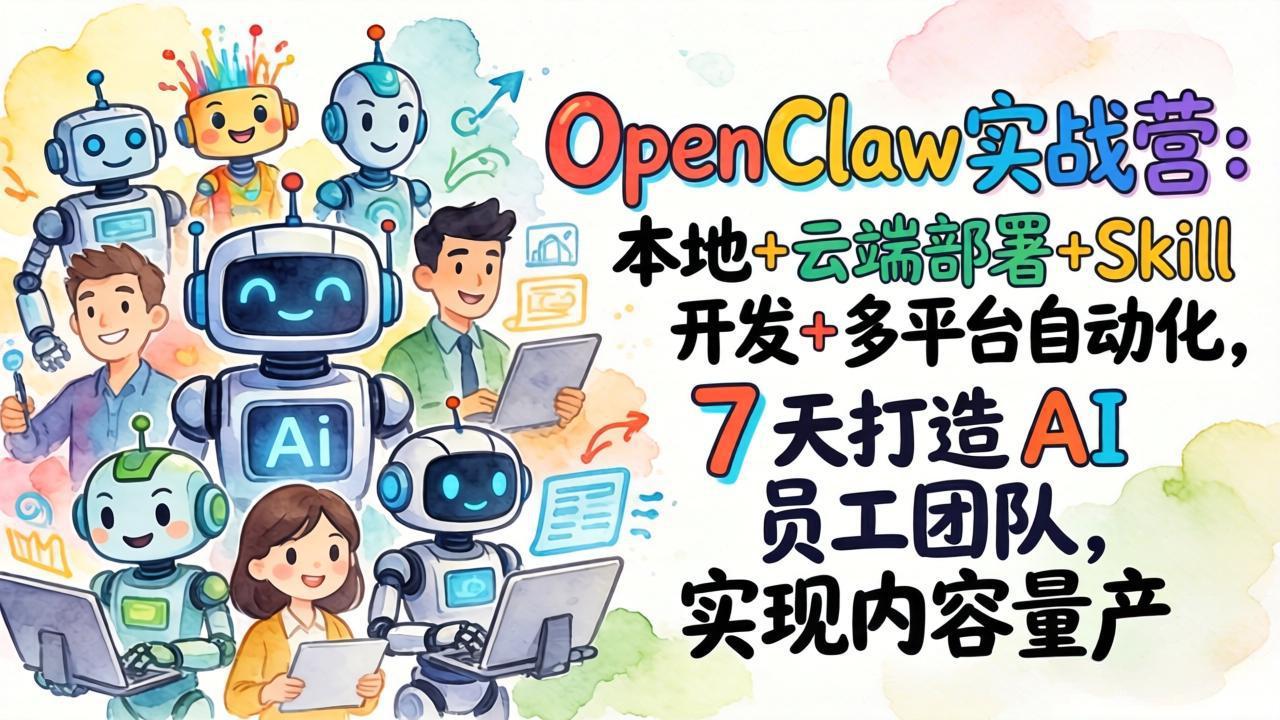 （17626期）OpenClaw实战营：本地+云端部署+Skill开发+多平台自动化，7 天打造 AI 员工团队，实现内容量产-靠谱项目库