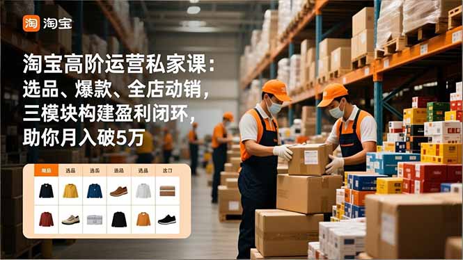 （16934期）淘宝高阶运营私家课：选品、爆款、全店动销，三模块构建盈利闭环，助你月入破5万（更新12月）-靠谱项目库