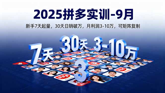 （16008期）2025拼多多实训-9月：新手7天起量,30天日销破万,月利润3-10万,可矩阵复制-靠谱项目库