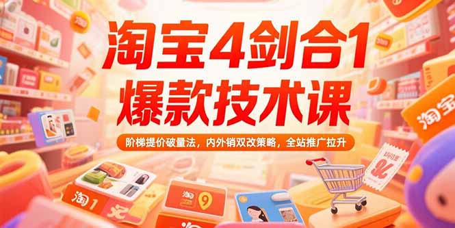 （15415期）淘宝4剑合1爆款技术课73期：阶梯提价破量法，内外销双改策略 全站推广拉升-靠谱项目库