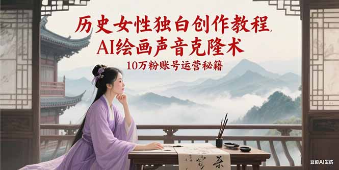 (15186期)历史女性独白创作教程,AI绘画声音克隆术,10万粉账号运营秘籍-靠谱项目库