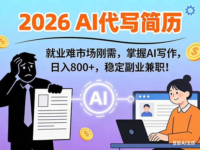 （17119期）AI代写简历，超暴利，用万能模板月入1-3万实战教程，2026年市场刚需！-靠谱项目库