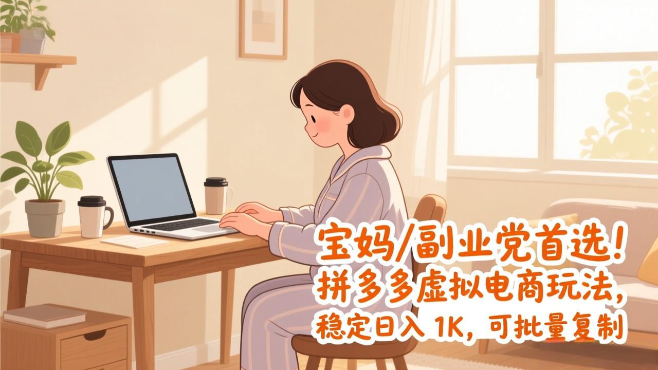 （17155期）宝妈 / 副业党首选！拼多多虚拟电商玩法，稳定日入 1K，可批量复制-靠谱项目库