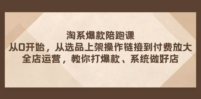 淘系爆款陪跑课 从选品上架操作链接到付费放大 全店运营 打爆款 系统做好店-靠谱项目库