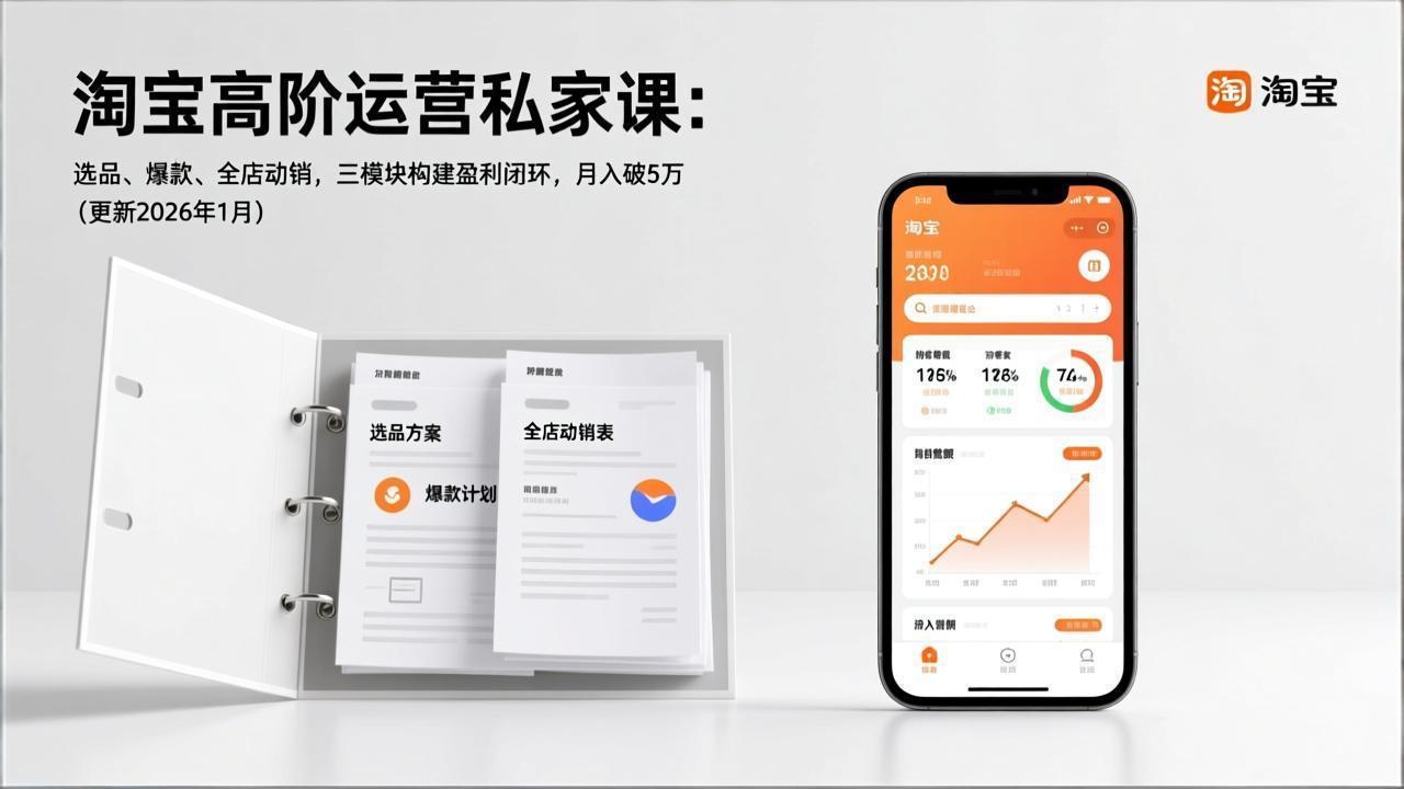 （17280期）淘宝高阶运营私家课：选品、爆款、全店动销，三模块构建盈利闭环，月入破5万（更新26年1月）-靠谱项目库