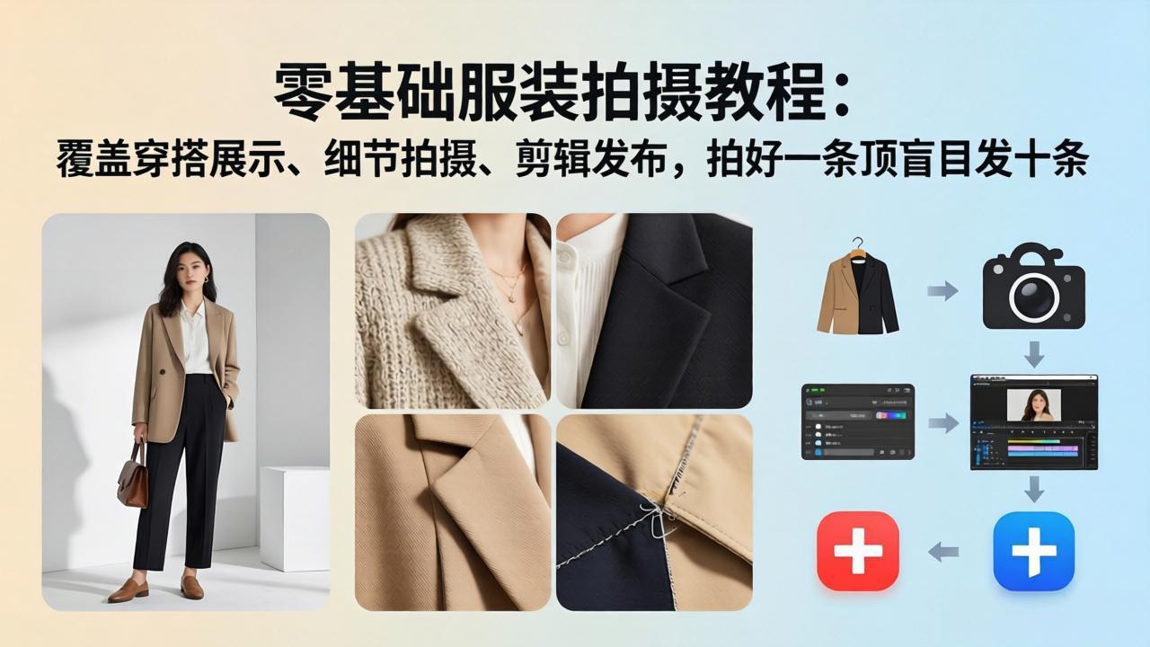 （17829期）零基础服装拍摄教程：覆盖穿搭展示、细节拍摄、剪辑发布，拍好一条顶盲目发十条-靠谱项目库