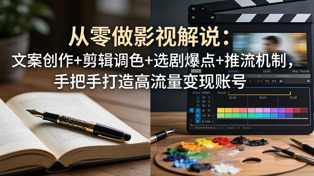 (17972期)从零做影视解说:文案创作+剪辑调色+选剧爆点+推流机制,手把手打造高流量变现账号-靠谱项目库
