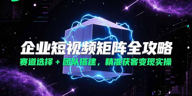 （15242期）企业短视频矩阵全攻略，赛道选择+团队搭建，精准获客变现实操-靠谱项目库