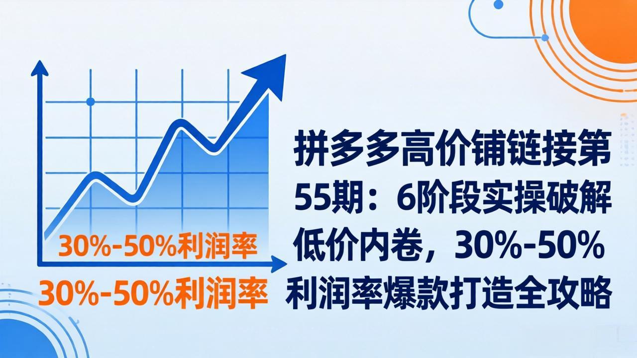（17698期）拼多多高价铺链接第55期：6阶段实操破解低价内卷，30%-50%利润率爆款打造全攻略-靠谱项目库