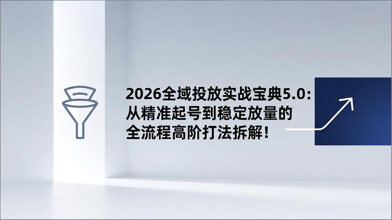 （17156期）2026全域投放实战宝典5.0：从精准起号到稳定放量的全流程高阶打法拆解！-靠谱项目库