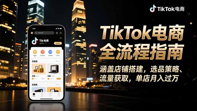 （16524期）TikTok电商全流程指南，涵盖店铺搭建、选品策略、流量获取，单店月入过万-靠谱项目库