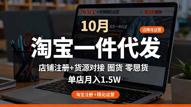 （16322期）淘宝一件代发精细化运营-10月：店铺注册+货源对接+零囤货，单店月入1.5w-靠谱项目库