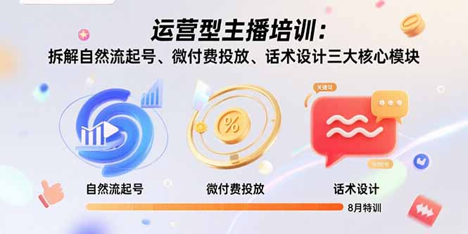 (15654期)运营型主播培训:拆解自然流起号、微付费投放、话术设计三大核心模块-8月-靠谱项目库