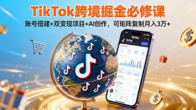 （16003期）TikTo跨境掘金必修课，账号搭建+双变现项目+AI创作，可矩阵复制月入3万+-靠谱项目库