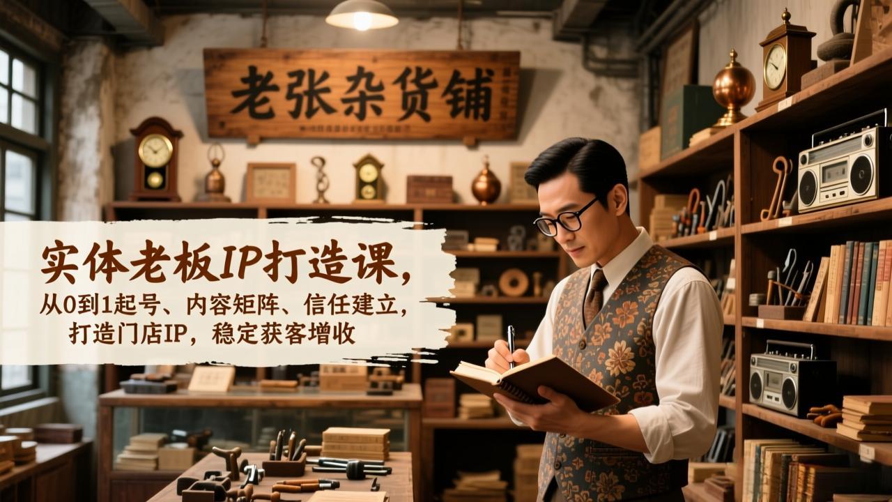 （17064期）实体老板IP打造课，从0到1起号、内容矩阵、信任建立，打造门店IP，稳定获客增收-靠谱项目库