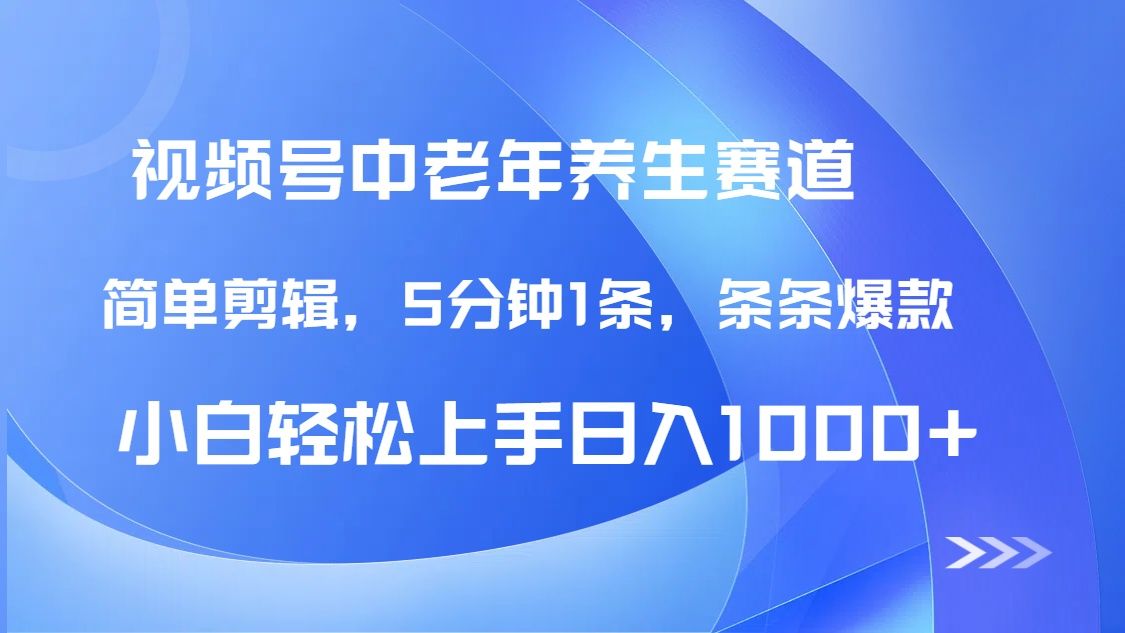 DeepSeek+既梦做视频号中老年养生赛道,条条爆款5分钟1条,轻松日入1000+-靠谱项目库