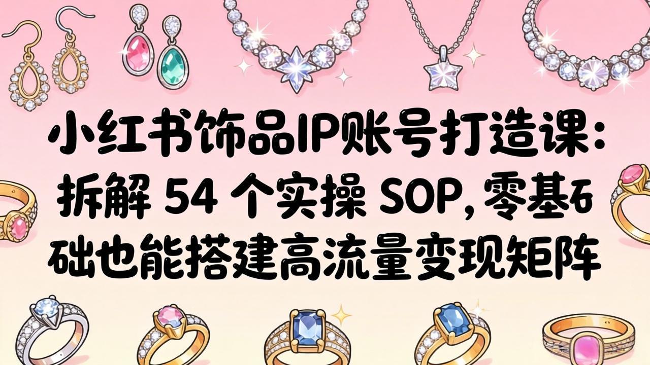(18101期)小红书饰品IP账号打造课:拆解 54 个实操 SOP,零基础也能搭建高流量变现矩阵-靠谱项目库
