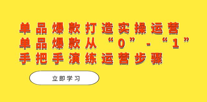 单品爆款打造实操运营，单品爆款从“0”-“1”手把手演练运营步骤-靠谱项目库