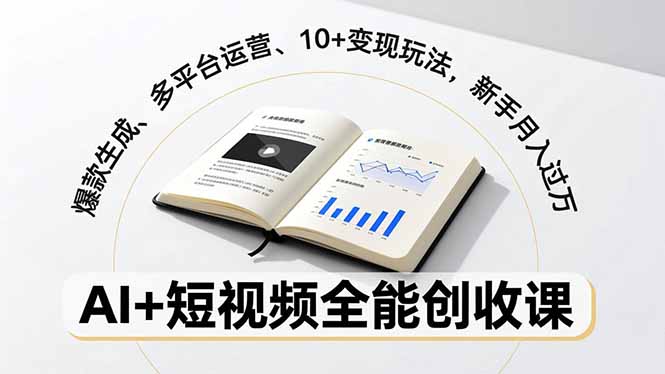 （16773期）AI+短视频全能创收课，爆款生成、多平台运营、10+变现玩法，新手月入过万-靠谱项目库